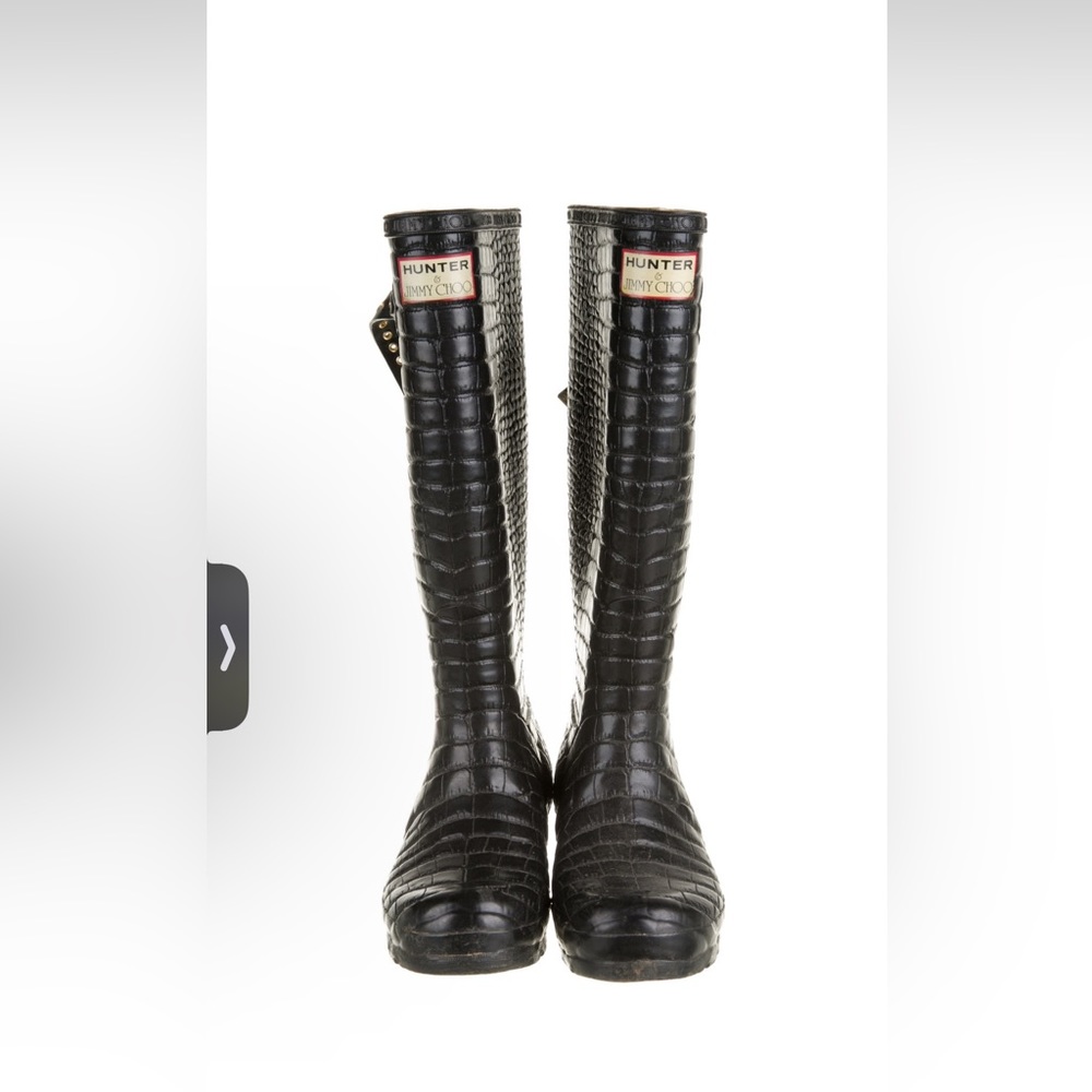 Black Croc Jimmy Choo X Hunter rain boots
